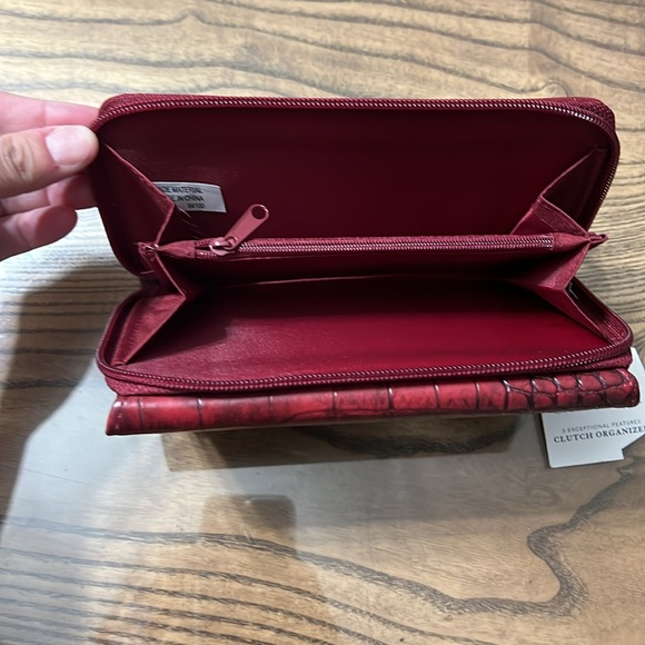 Clutch organizer red faux croc new - Picture 3 of 8